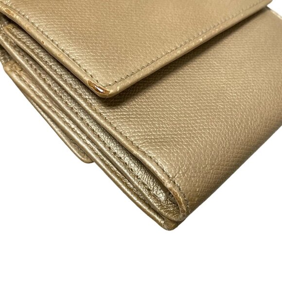 Auth CHANEL CC Button - Beige Calfskin Double-hook Wallet - Picture 6 of 12